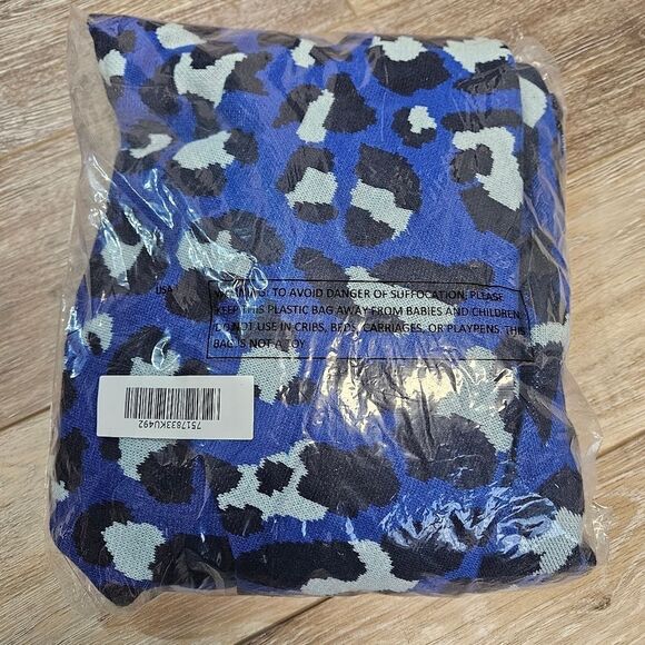 Colleen Lopez Shrug Open Front Vest Blue Animal Print Women's Leopard Cheetah - Picture 8 of 9